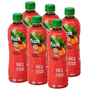 LỐC 6 - FUZETEA TRÀ ĐÀO HẠT CHIA 450ML